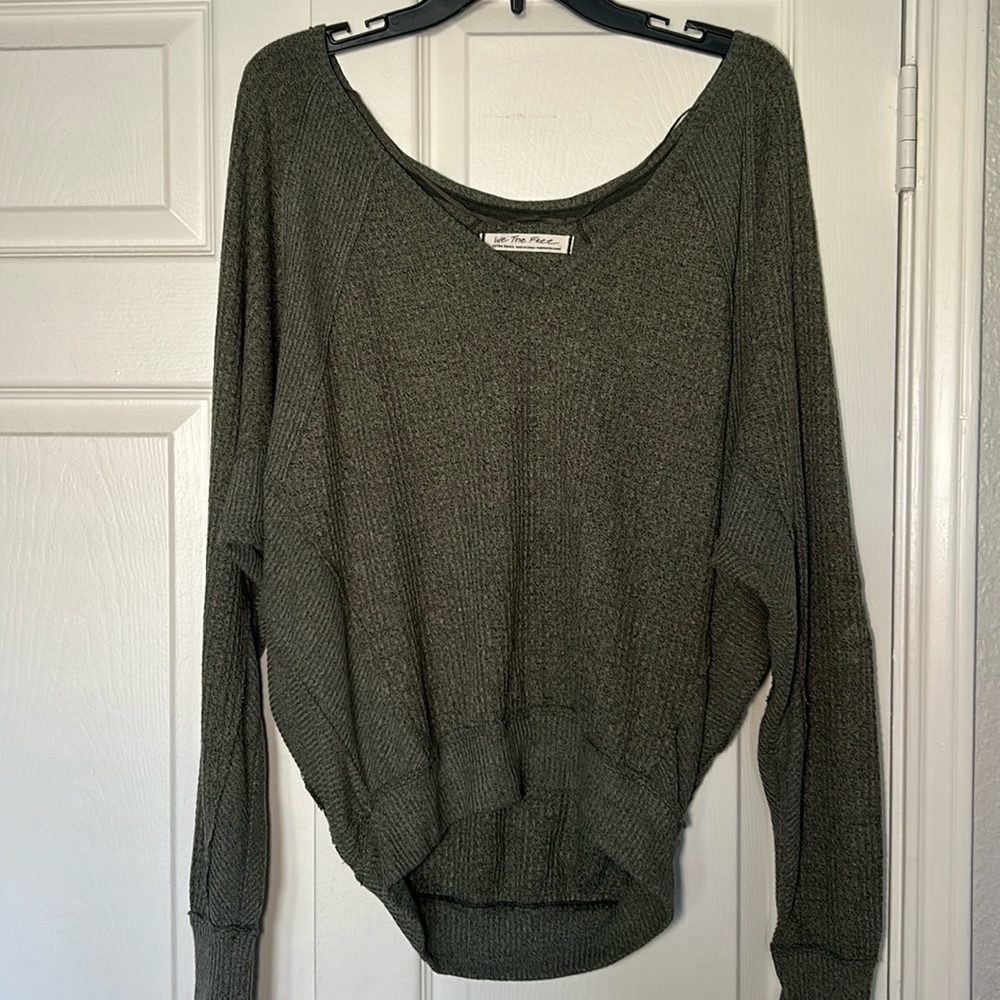Free People Green Long Sleeve Tee